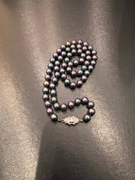 Faux Black Pearls With Beautiful Deco Clasp